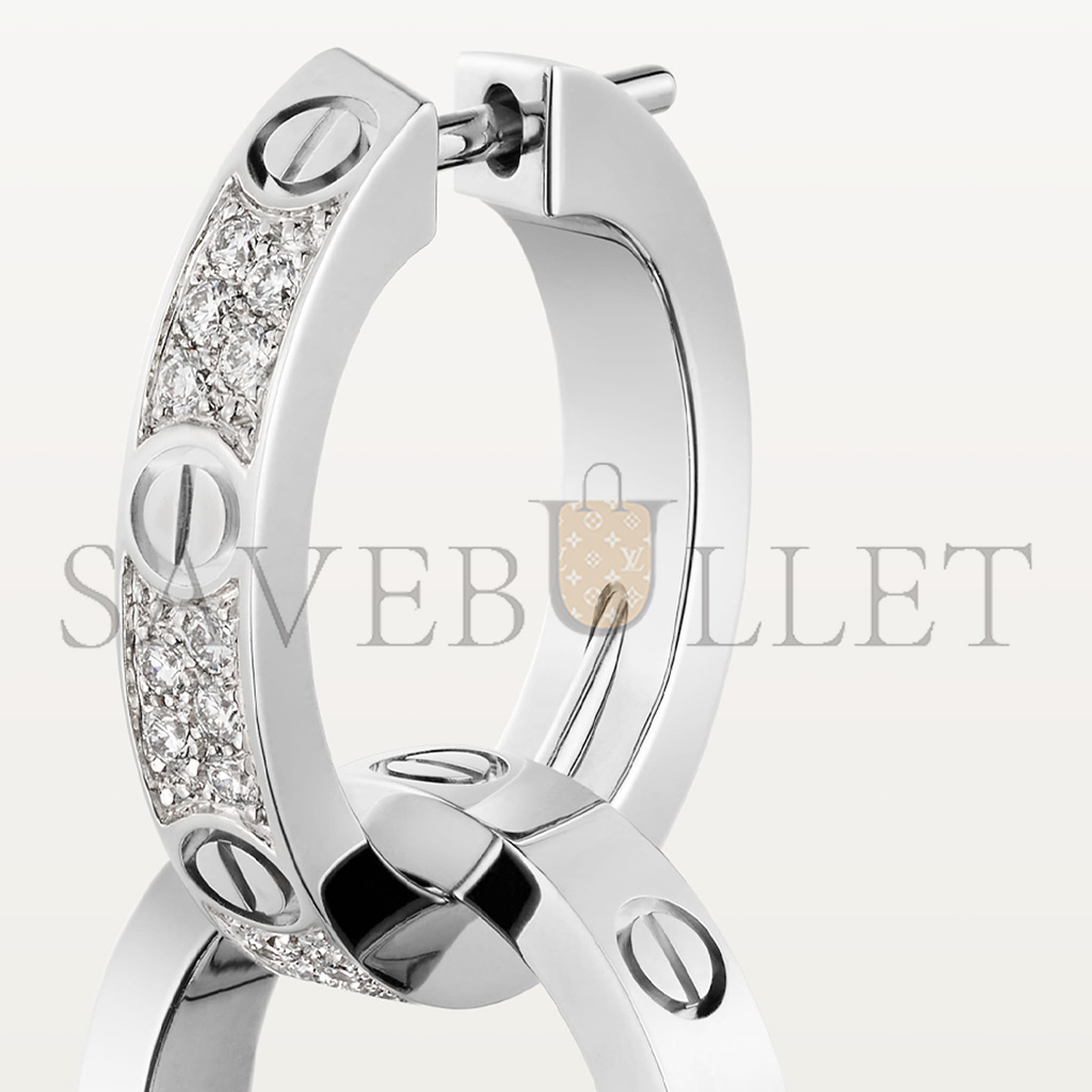 CARTIER LOVE WHITE GOLD EARRINGS, TRANSFORMABLE, SEMI-PAVED N8515242